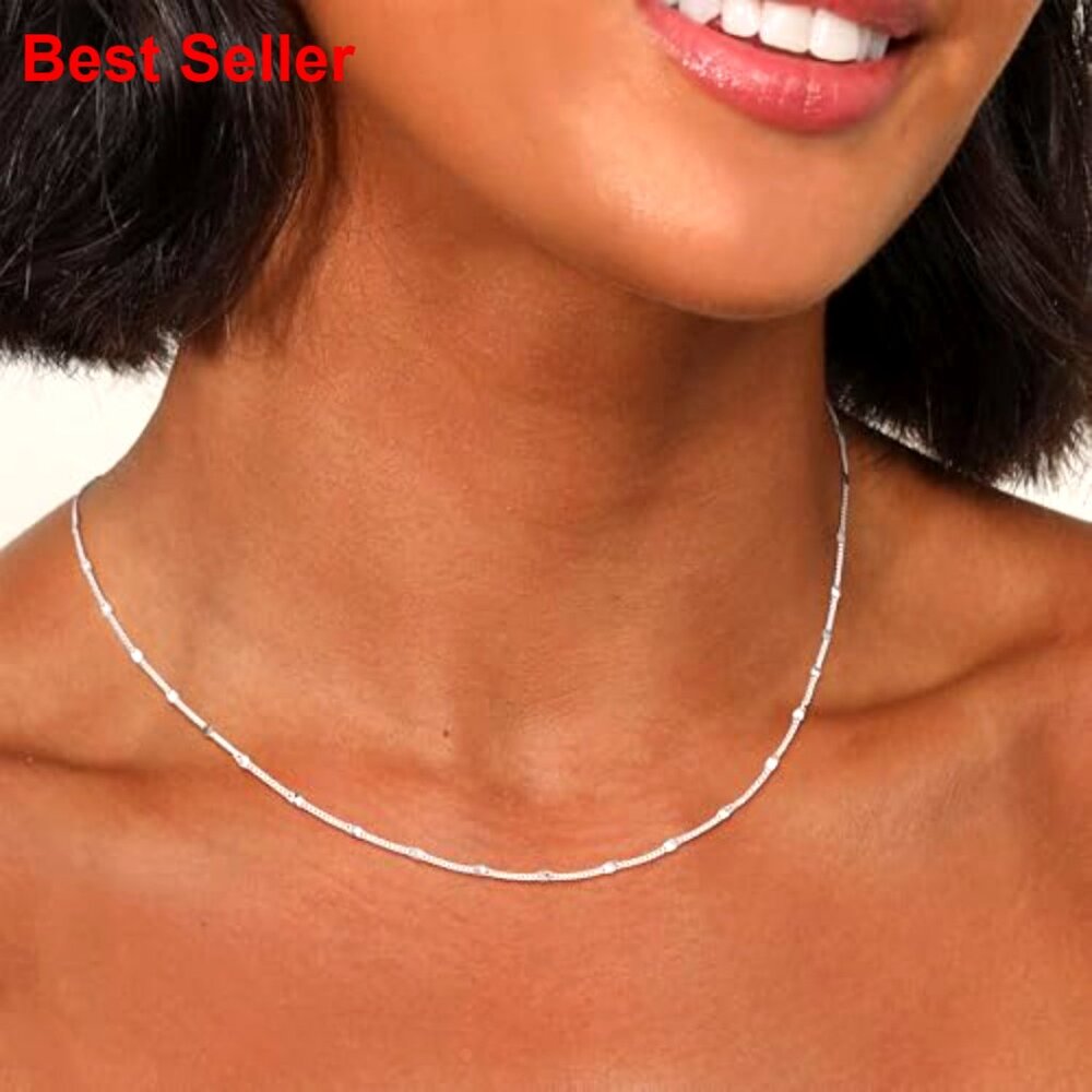 925 Sterling Silver Cuban Link Chain Necklace, Dainty Layering Jewelry - Picture 5 of 7
